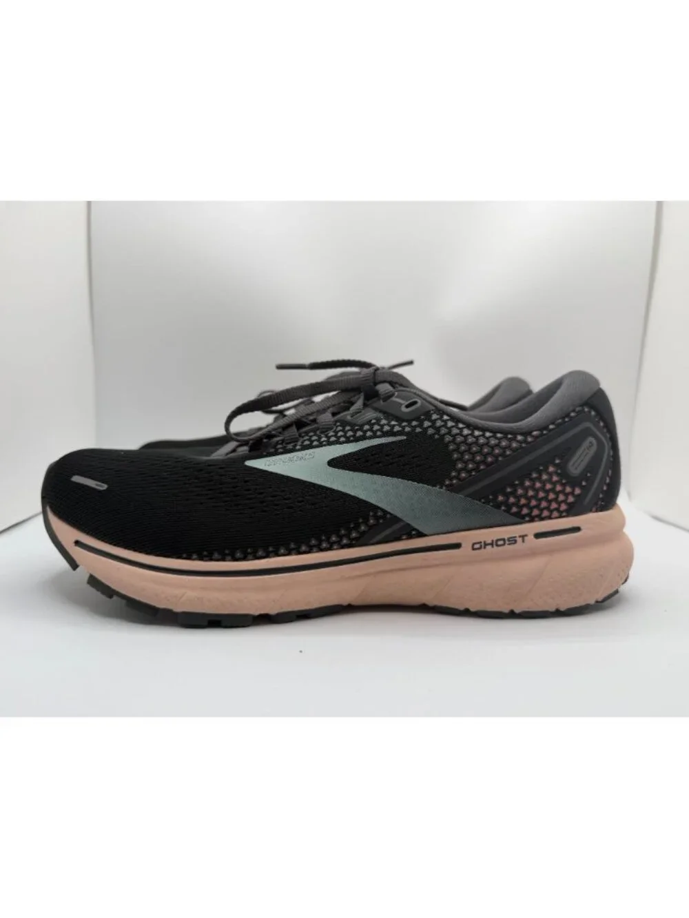 Brooks Ghost 14 Running Sneakers Womens Size 9M Black/Pearl/Peach Low Top Shoes